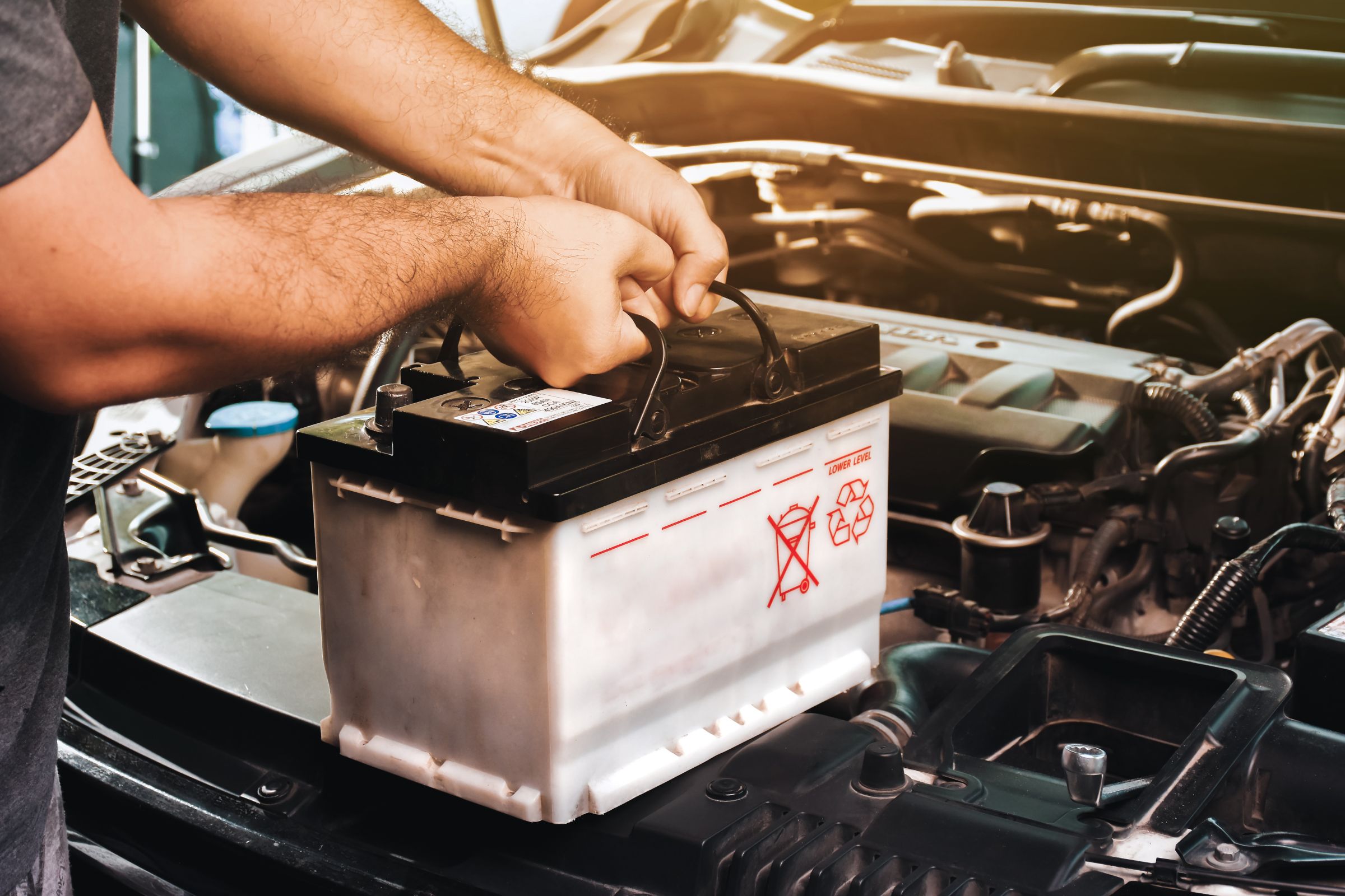 Changing battery in a car